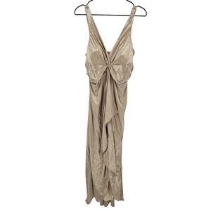 Onyx Nite Metallic Champagne Maxi Dress